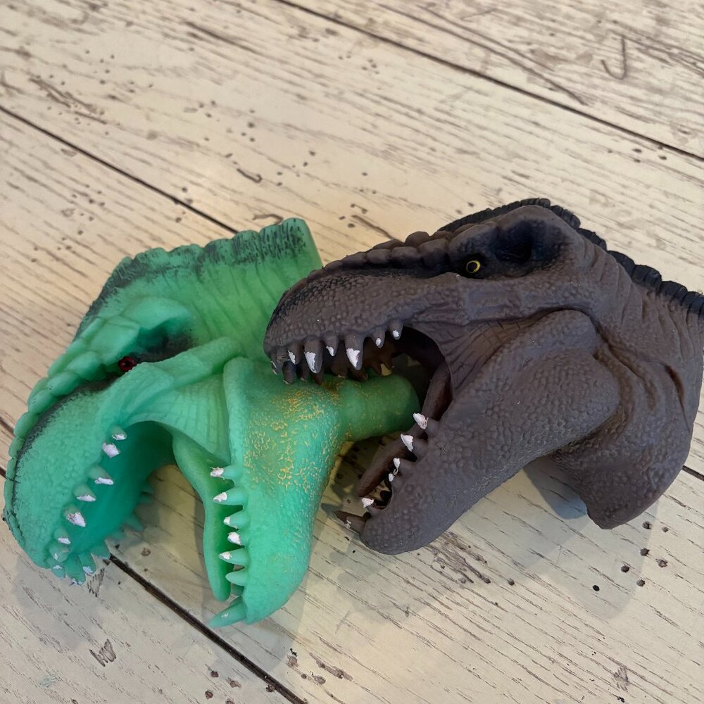 Set of Dinosaur Rubber Hand Puppets